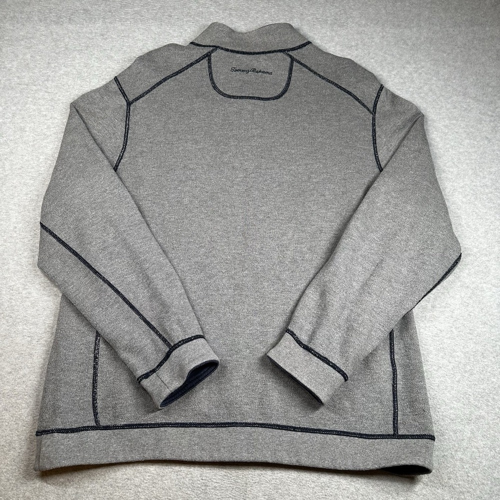 Tommy Bahama Gray Navy 1/4 Zip Pullover Reversible Sweater Men XL‎ Knit NOTE - Picture 3 of 7
